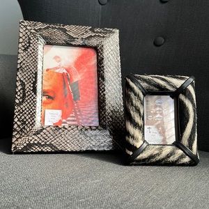 Set of 2 Genuine Leather Animal Print Photo Frames